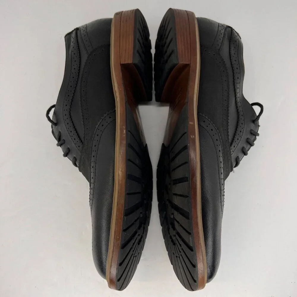 Perry Ellis Portfolio Mens Alfred Black Wing Tip Oxford Size 10.5 Dress Shoes